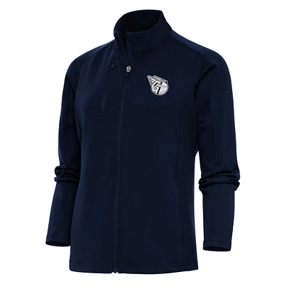 Women's Antigua Navy Cleveland Guardians Brushed Metallic Generation Full-Zip Jacket