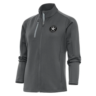 Women's Antigua Charcoal Houston Astros Brushed Metallic Generation Full-Zip Jacket