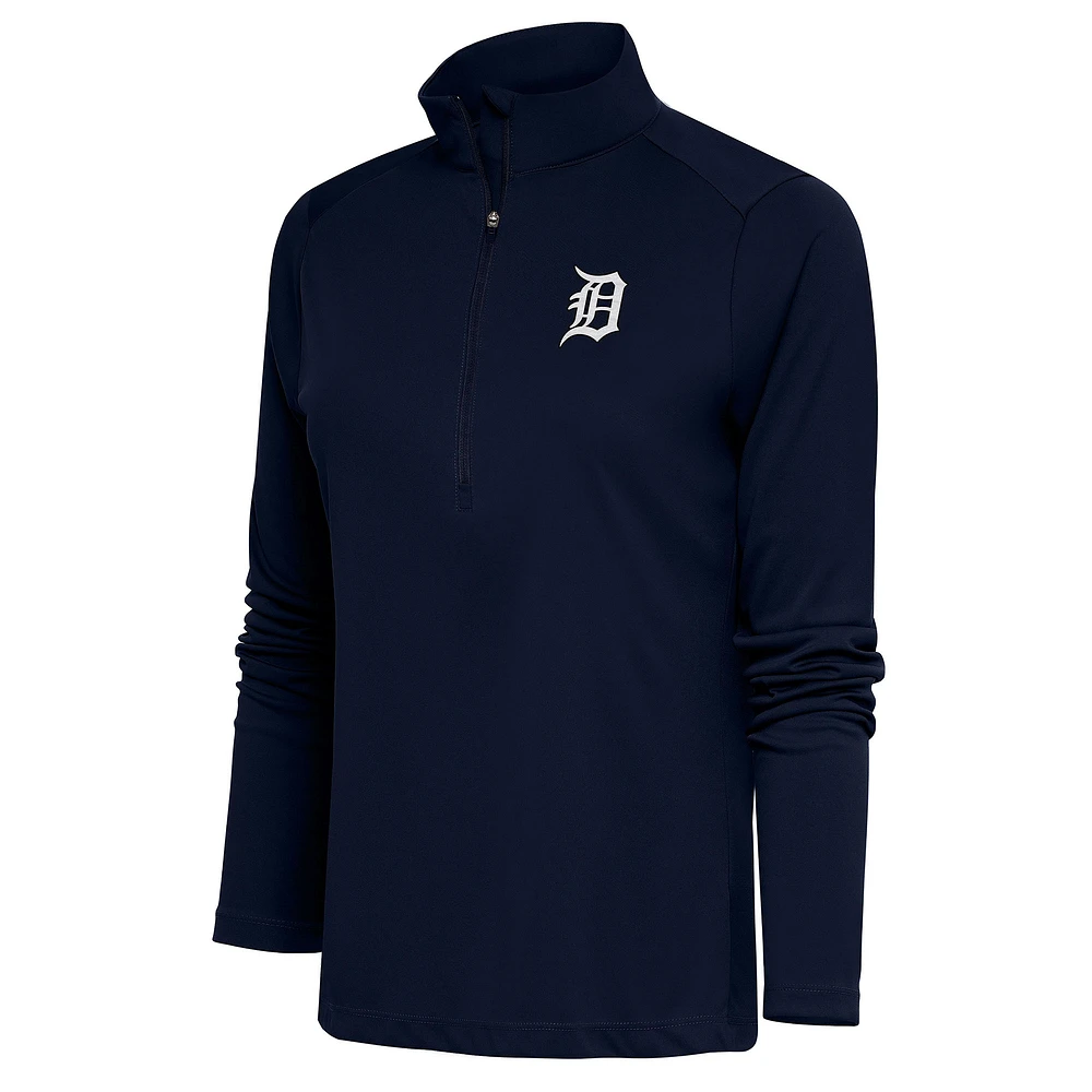 Women's Antigua Navy Detroit Tigers Brushed Metallic Tribute Half-Zip Pullover Top