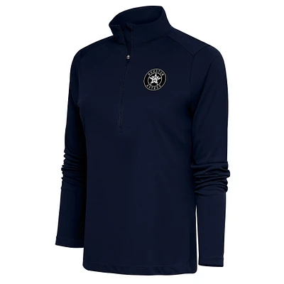 Women's Antigua Navy Houston Astros Brushed Metallic Tribute Half-Zip Pullover Top