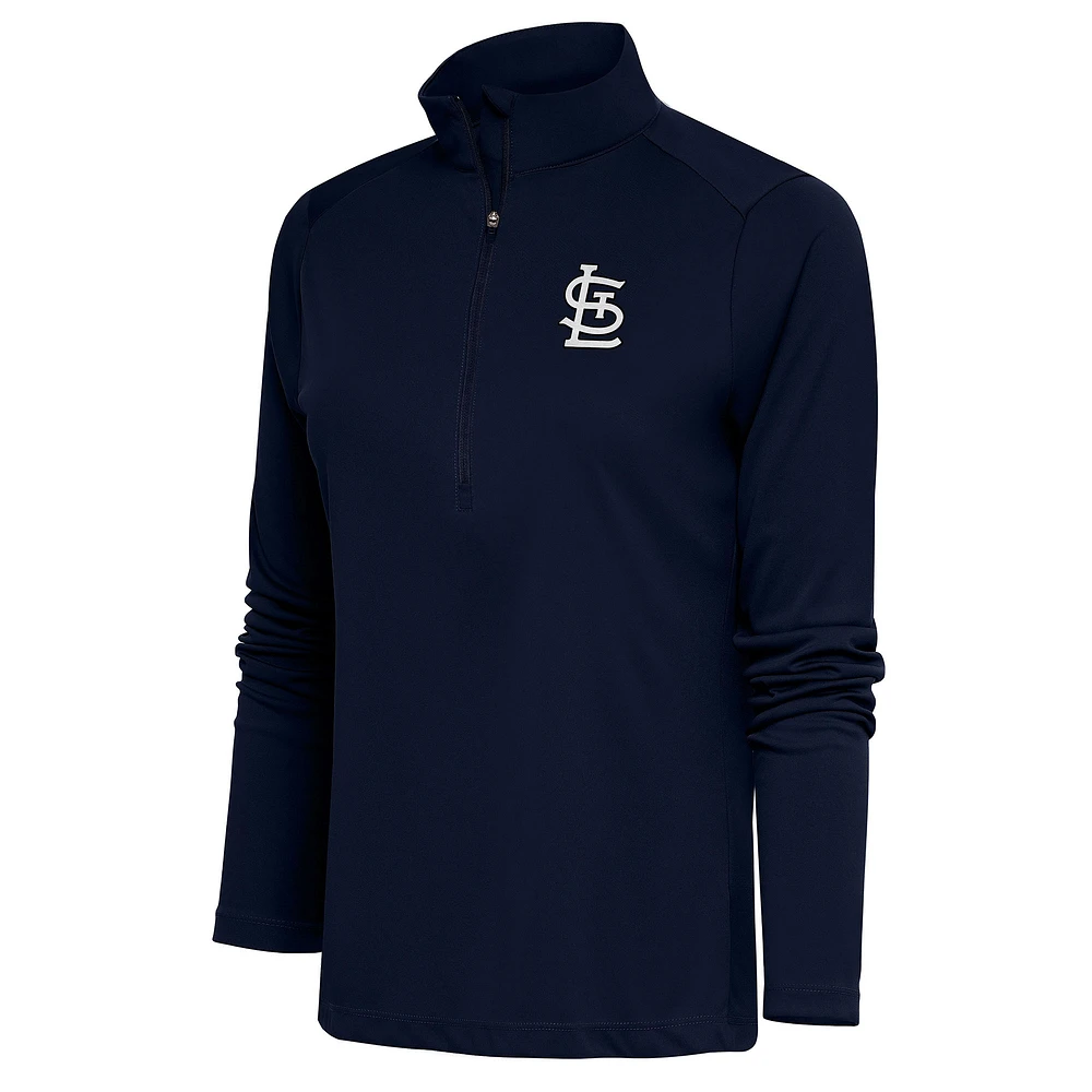 Women's Antigua Navy St. Louis Cardinals Brushed Metallic Tribute Half-Zip Pullover Top