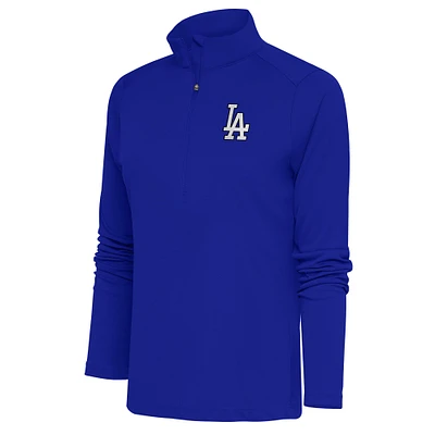 Women's Antigua Royal Los Angeles Dodgers Brushed Metallic Tribute Half-Zip Pullover Top