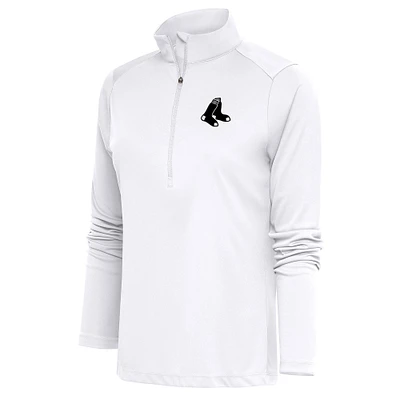 Women's Antigua Boston Red Sox Brushed Metallic Tribute Half-Zip Pullover Top