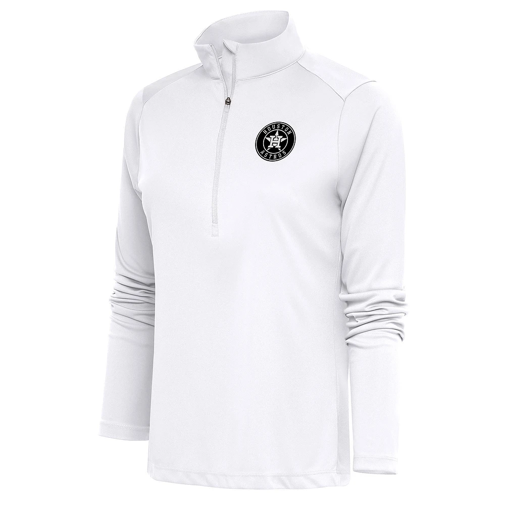 Women's Antigua Houston Astros Brushed Metallic Tribute Half-Zip Pullover Top