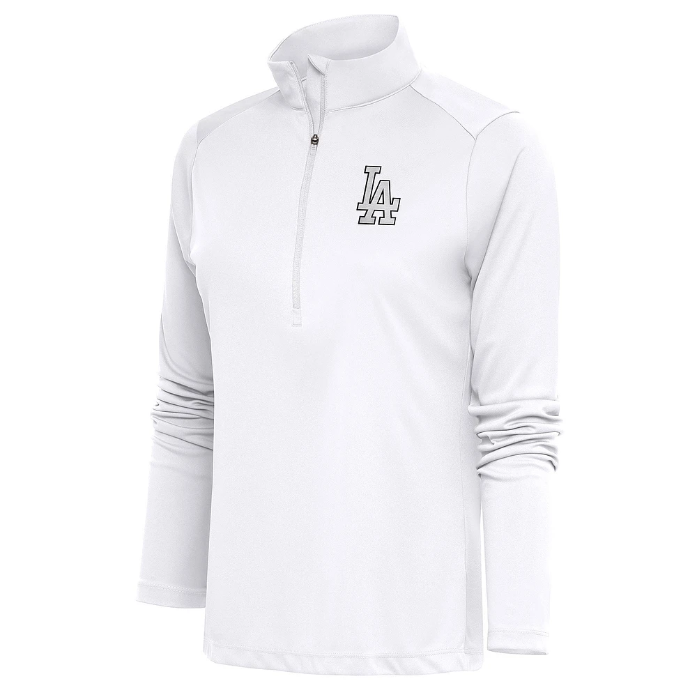 Women's Antigua Los Angeles Dodgers Brushed Metallic Tribute Half-Zip Pullover Top
