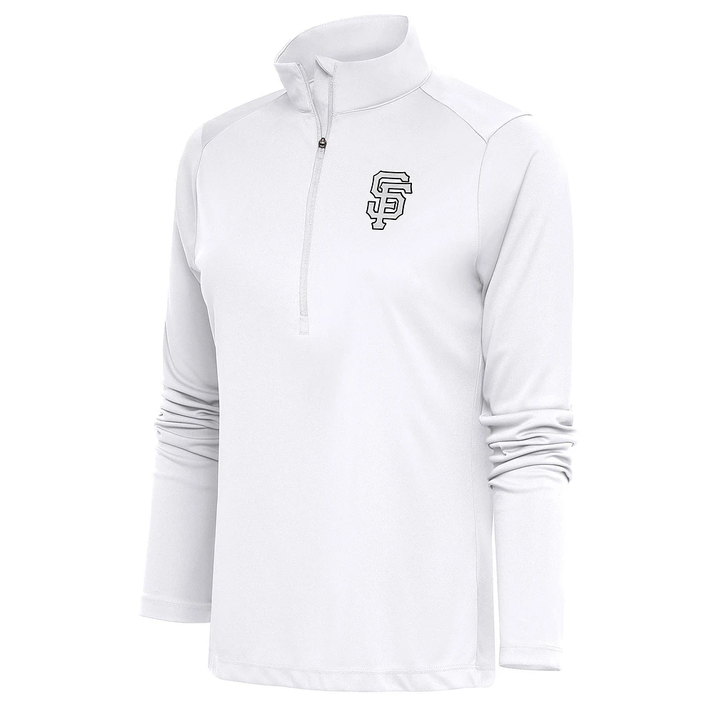 Women's Antigua San Francisco Giants Brushed Metallic Tribute Half-Zip Pullover Top
