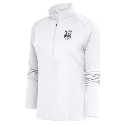 Women's Antigua San Francisco Giants Brushed Metallic Tribute Half-Zip Pullover Top