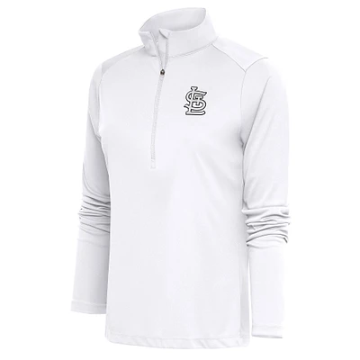 Women's Antigua St. Louis Cardinals Brushed Metallic Tribute Half-Zip Pullover Top