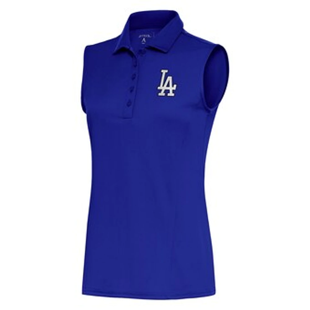 Women's Antigua Royal Los Angeles Dodgers Brushed Metallic Sleeveless Tribute Polo