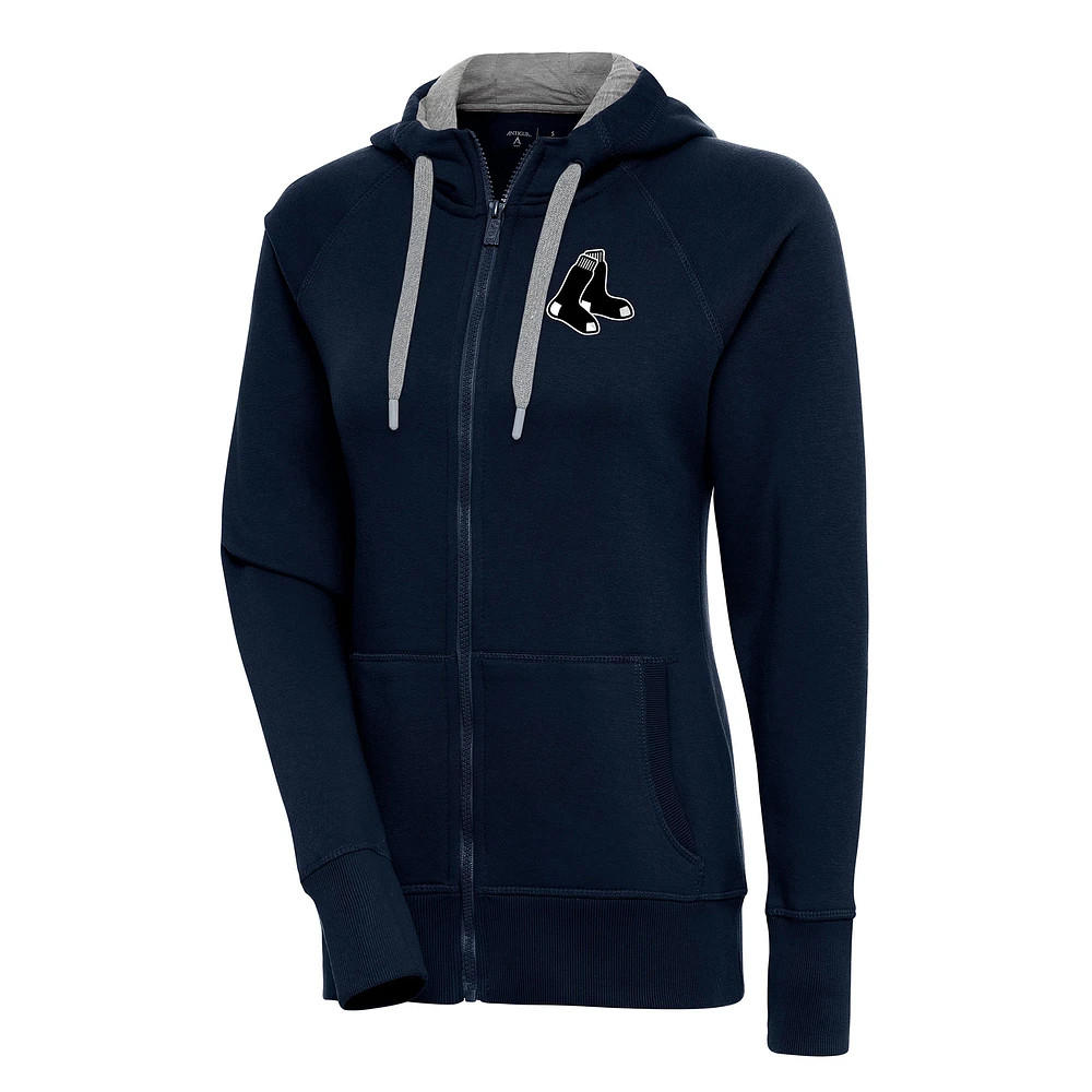 Women's Antigua Navy Boston Red Sox Brushed Metallic Victory Full-Zip Hoodie