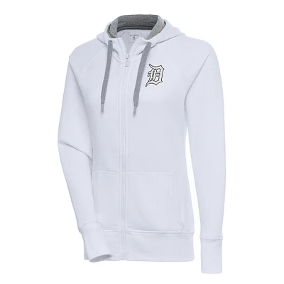 Women's Antigua Detroit Tigers Brushed Metallic Victory Full-Zip Hoodie