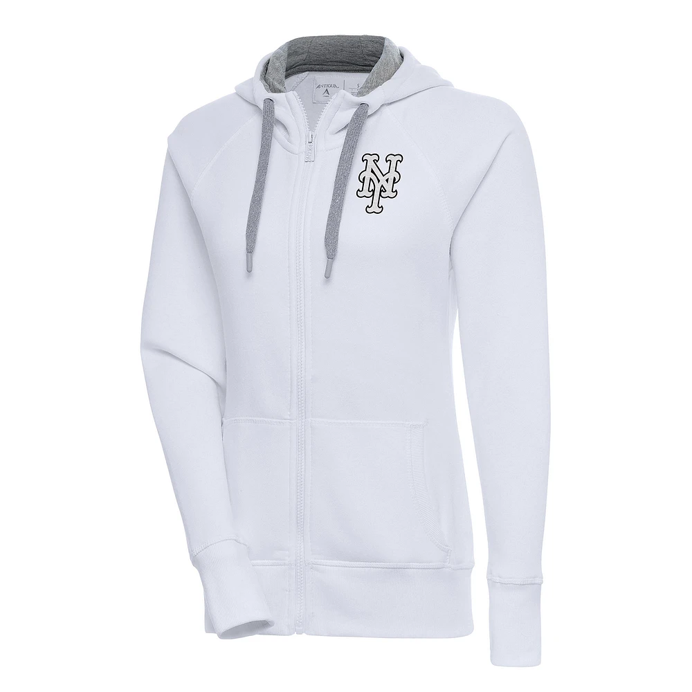 Women's Antigua New York Mets Brushed Metallic Victory Full-Zip Hoodie