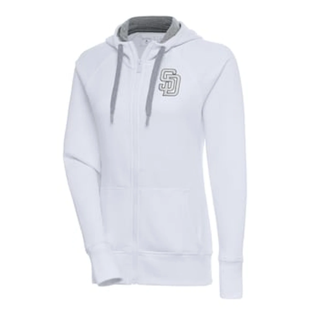 Women's Antigua San Diego Padres Brushed Metallic Victory Full-Zip Hoodie