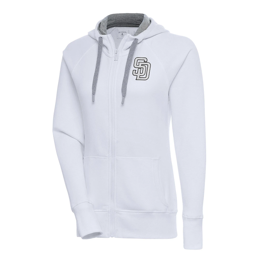Women's Antigua San Diego Padres Brushed Metallic Victory Full-Zip Hoodie