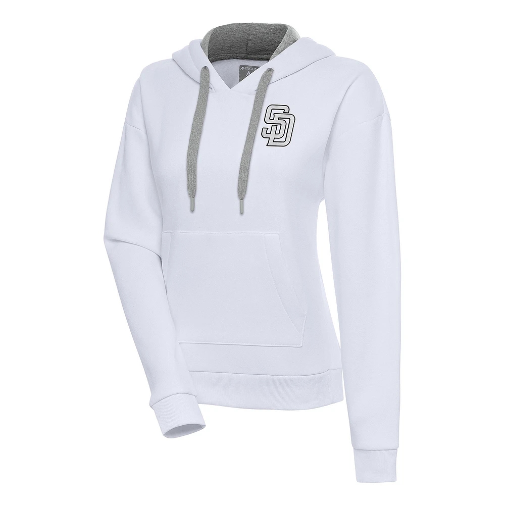 Women's Antigua San Diego Padres Brushed Metallic Victory Pullover Hoodie