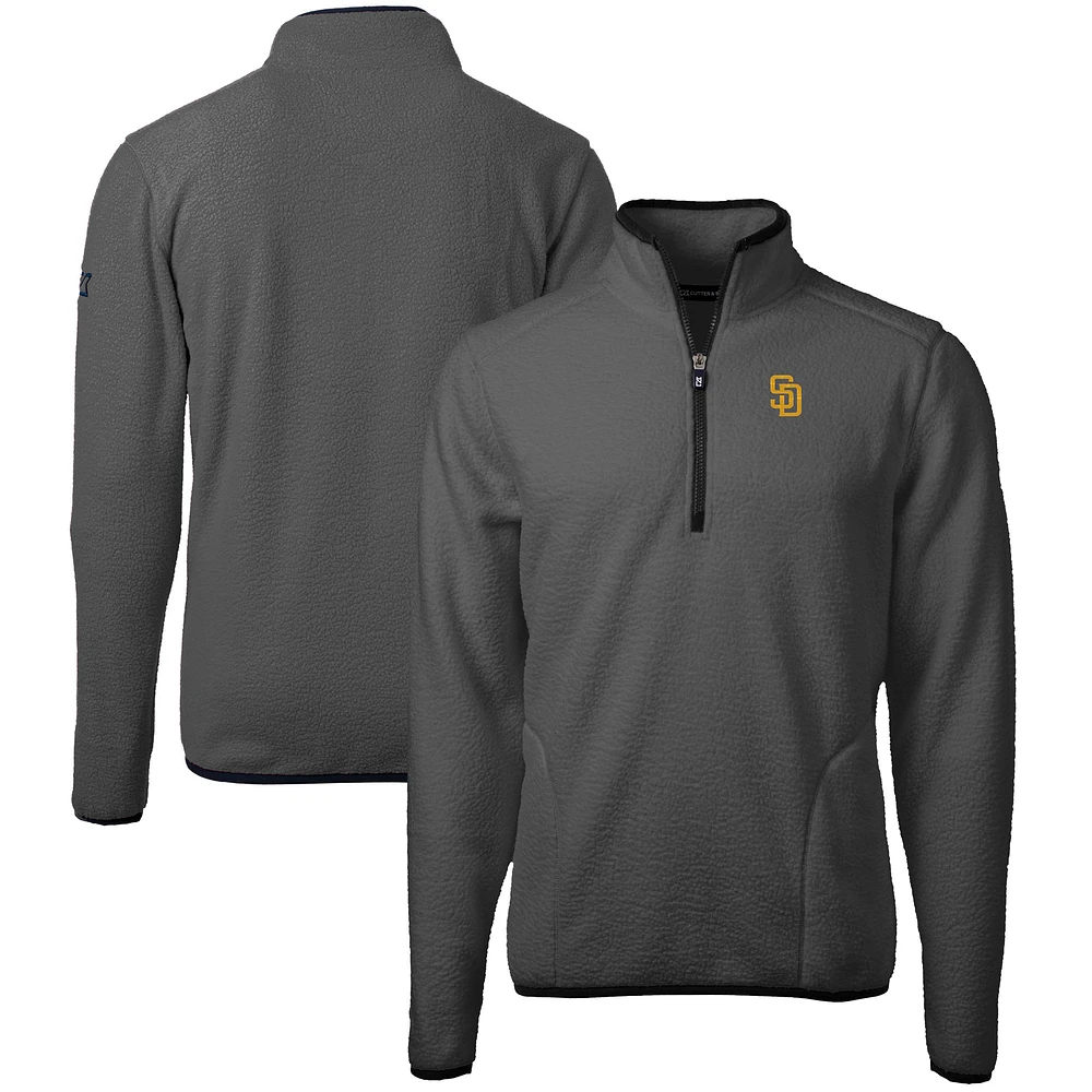 Men's Cutter & Buck Gray San Diego Padres Cascade Eco Sherpa Fleece Quarter-Zip Pullover Jacket