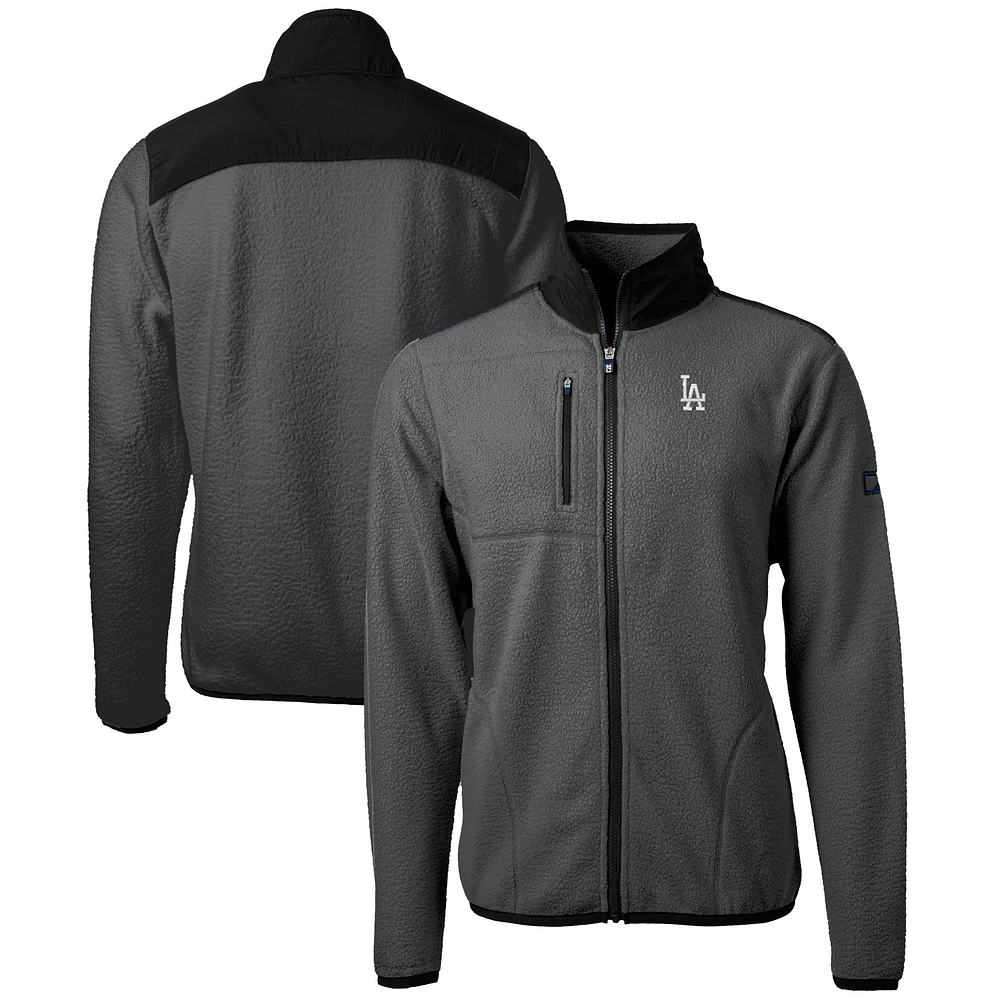 Men's Cutter & Buck Gray Los Angeles Dodgers Cascade Eco Sherpa Full-Zip Fleece Jacket
