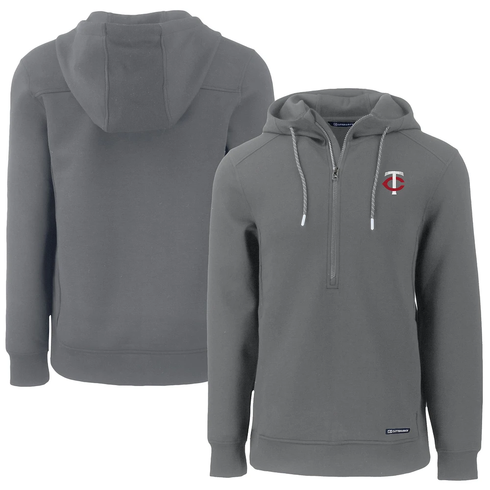 Men's Cutter & Buck Gray Minnesota Twins Roam Eco Half-Zip Recycled Pullover Hoodie