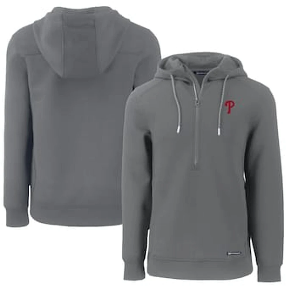 Men's Cutter & Buck Gray Philadelphia Phillies Roam Eco Half-Zip Recycled Pullover Hoodie