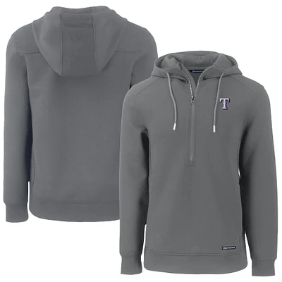 Men's Cutter & Buck Gray Texas Rangers Roam Eco Half-Zip Recycled Pullover Hoodie
