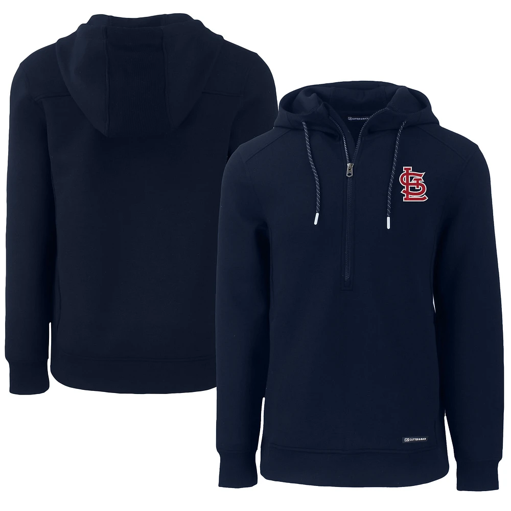 Men's Cutter & Buck Navy St. Louis Cardinals Roam Eco Half-Zip Recycled Pullover Hoodie