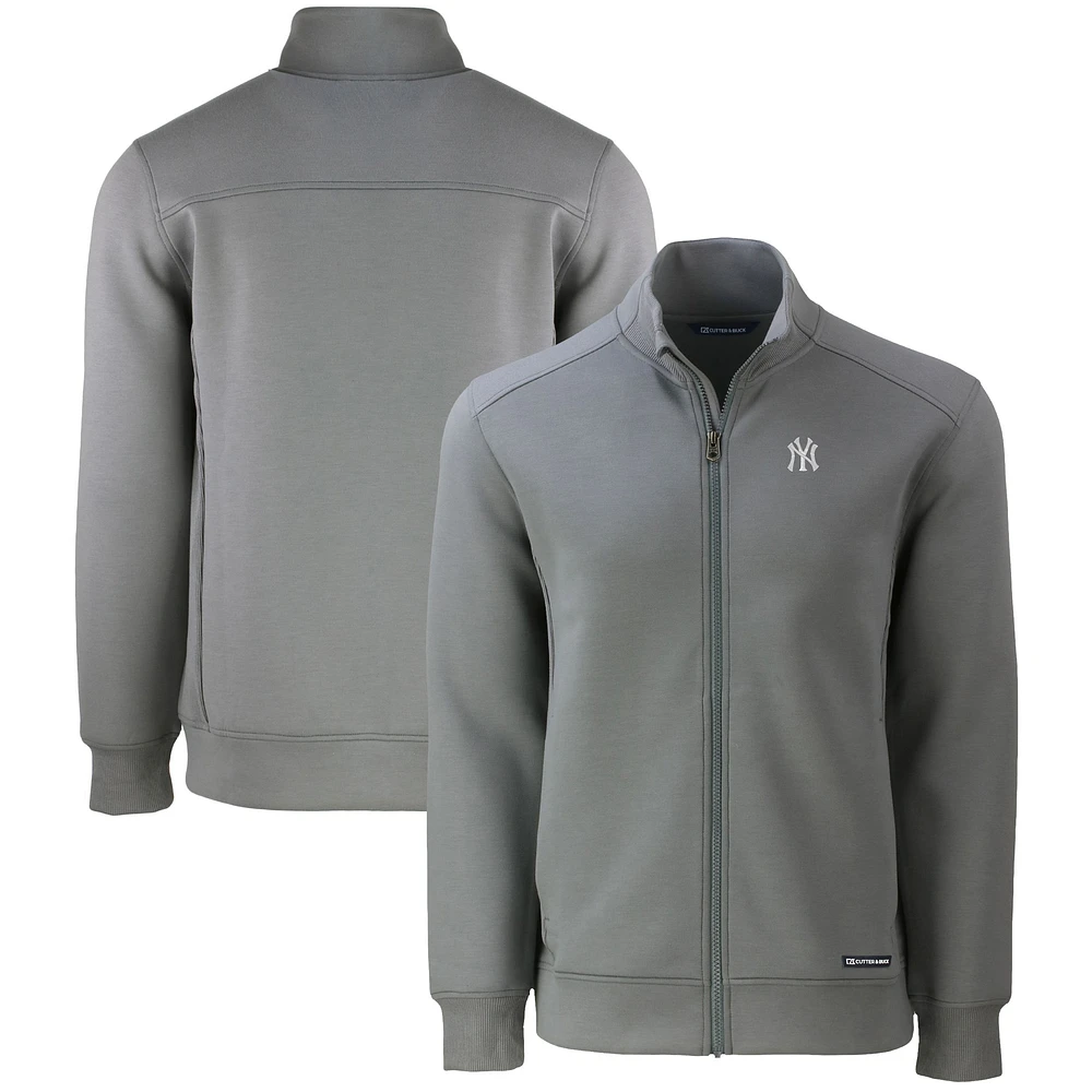Men's Cutter & Buck Gray New York Yankees Roam Eco Recycled Full-Zip Jacket