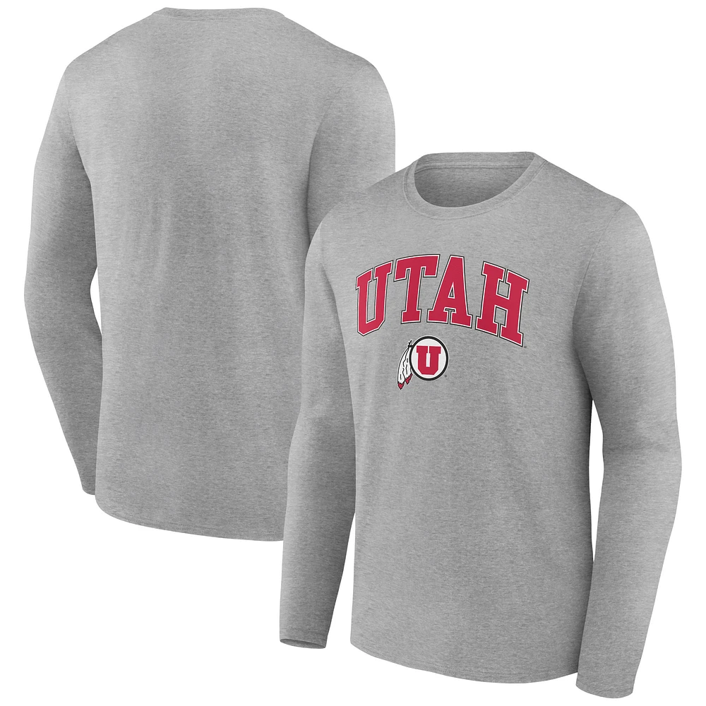 Men's Gray Utah Utes Campus Long Sleeve T-Shirt