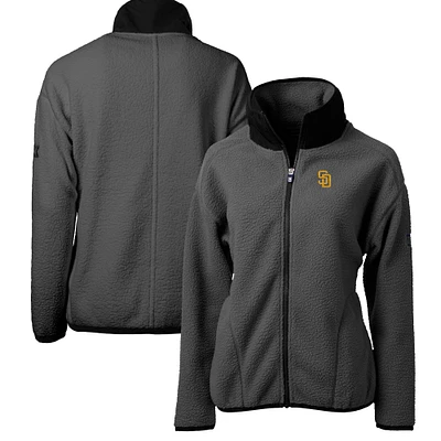 Women's Cutter & Buck Gray San Diego Padres Roam Cascade Eco Sherpa Full-Zip Fleece Jacket
