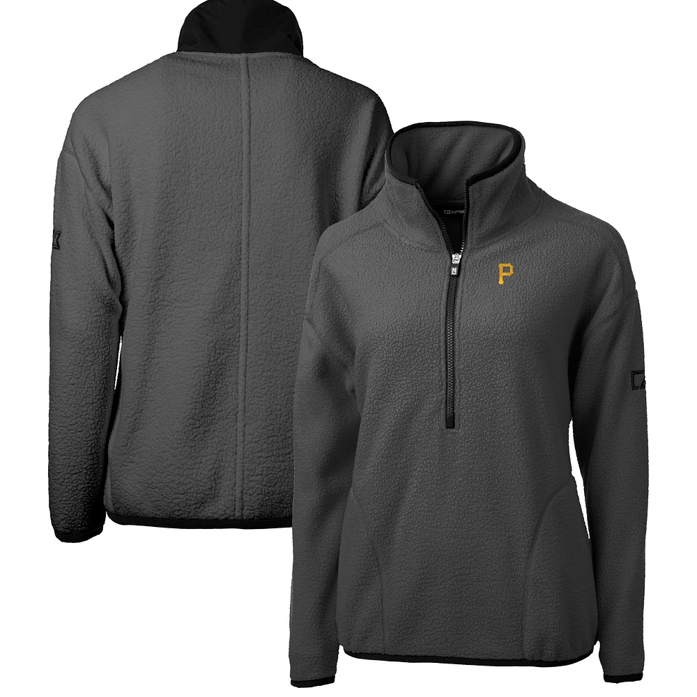 Women's Cutter & Buck Gray Pittsburgh Pirates Roam Cascade Eco Sherpa Fleece Half-Zip Pullover Jacket