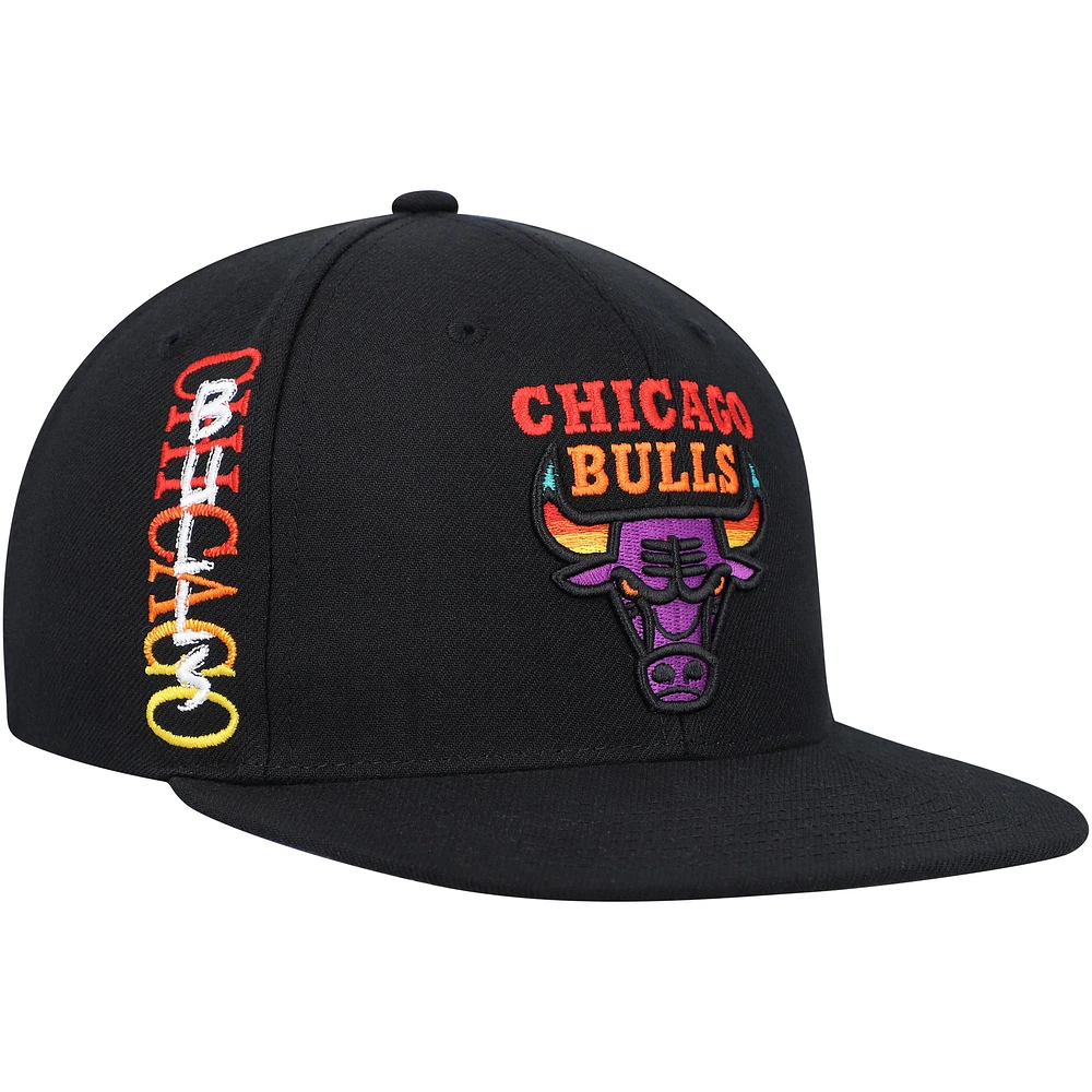 Men's Mitchell & Ness Black Chicago Bulls Soul High-Grade Fade Undervisor Snapback Hat
