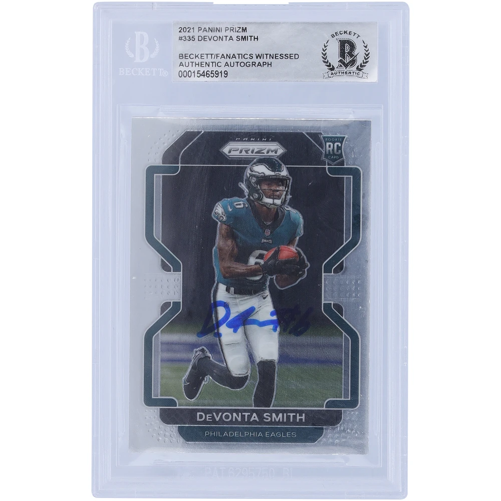 DeVonta Smith Philadelphia Eagles Autographed 2021 Panini Prizm #335 Beckett Fanatics Witnessed Authenticated Rookie Card