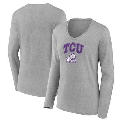 Women's TCU Horned Frogs Campus Long Sleeve V-Neck T-Shirt