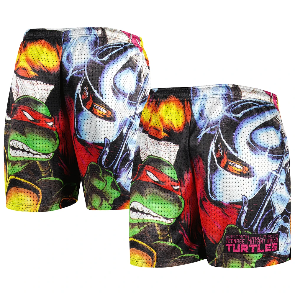 Men's Chalk Line Black Teenage Mutant Ninja Turtles Eastman & Laird 1984 Cover Retro Shorts