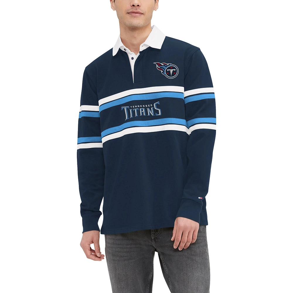Men's Tommy Hilfiger Navy Tennessee Titans Cory Varsity Rugby Long Sleeve T-Shirt