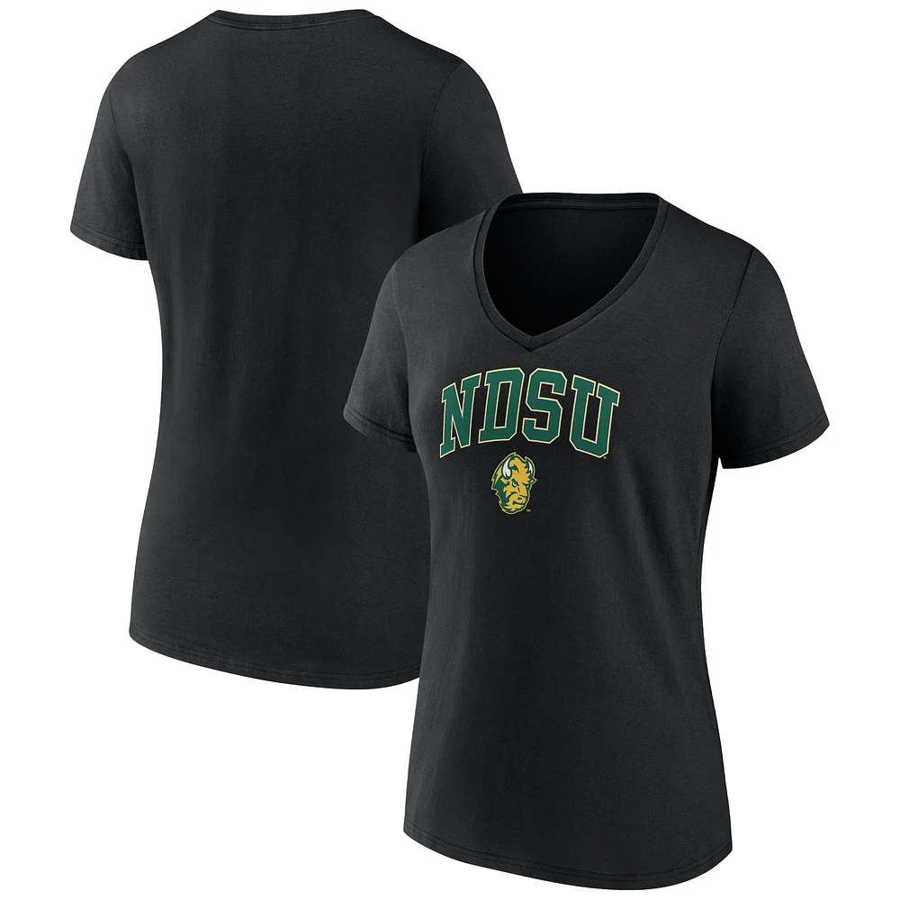 Women's Black NDSU Bison Campus V-Neck T-Shirt
