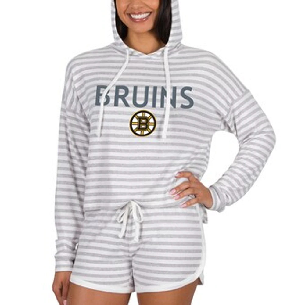 Women's Concepts Sport Cream Boston Bruins Visibility Long Sleeve Hoodie Top & Shorts Set