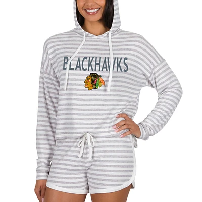 Women's Concepts Sport Cream Chicago Blackhawks Visibility Long Sleeve Hoodie Top & Shorts Set