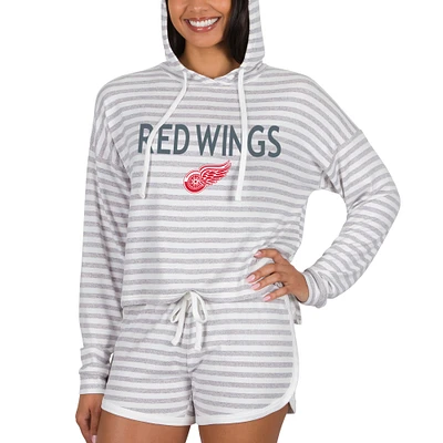 Women's Concepts Sport Cream Detroit Red Wings Visibility Long Sleeve Hoodie Top & Shorts Set