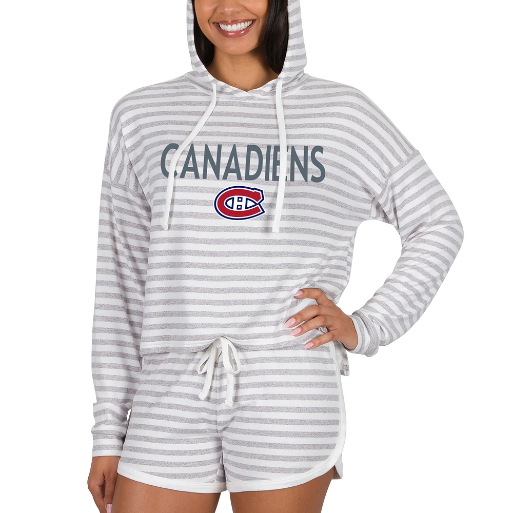 Women's Concepts Sport Cream Montreal Canadiens Visibility Long Sleeve Hoodie Top & Shorts Set