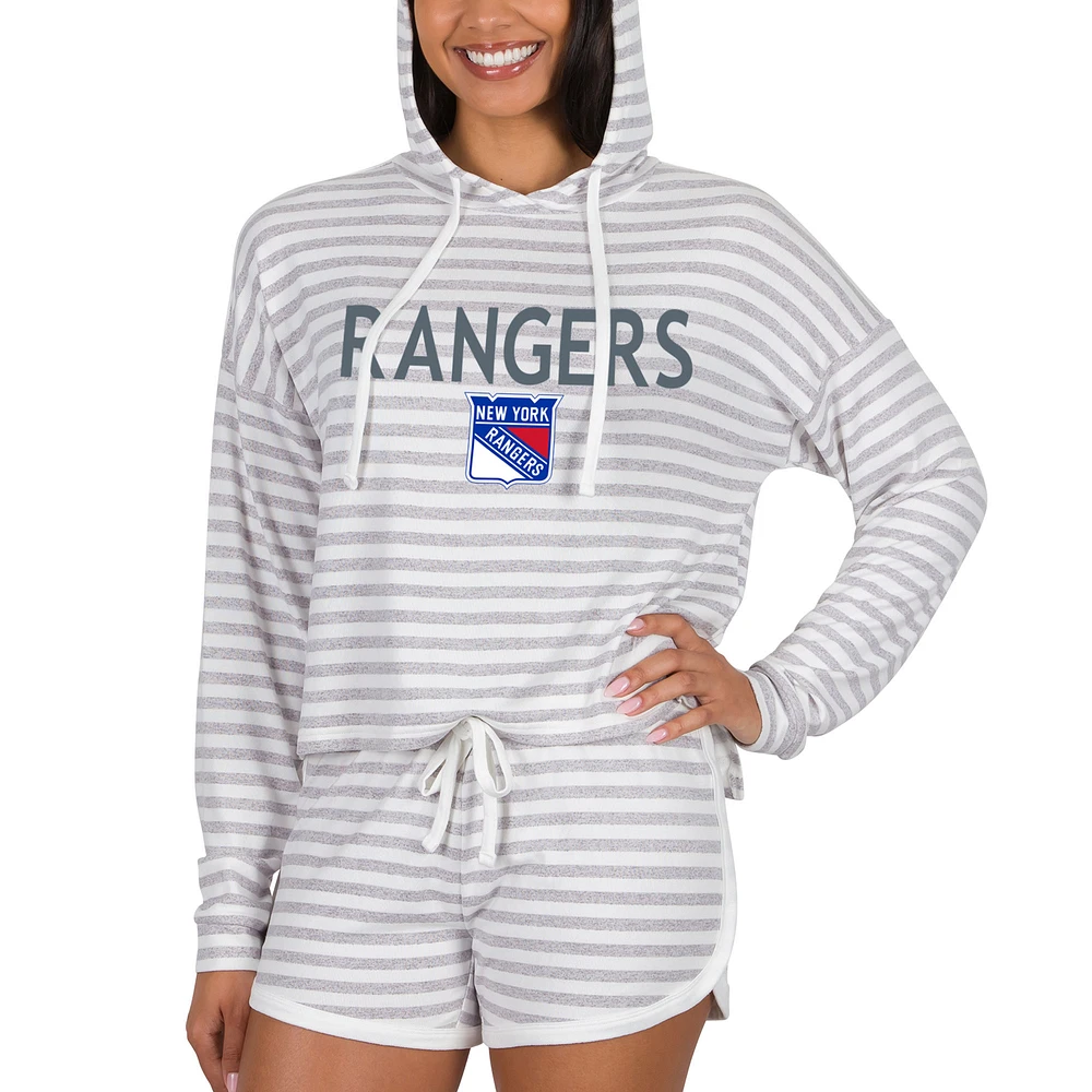 Women's Concepts Sport Cream New York Rangers Visibility Long Sleeve Hoodie Top & Shorts Set