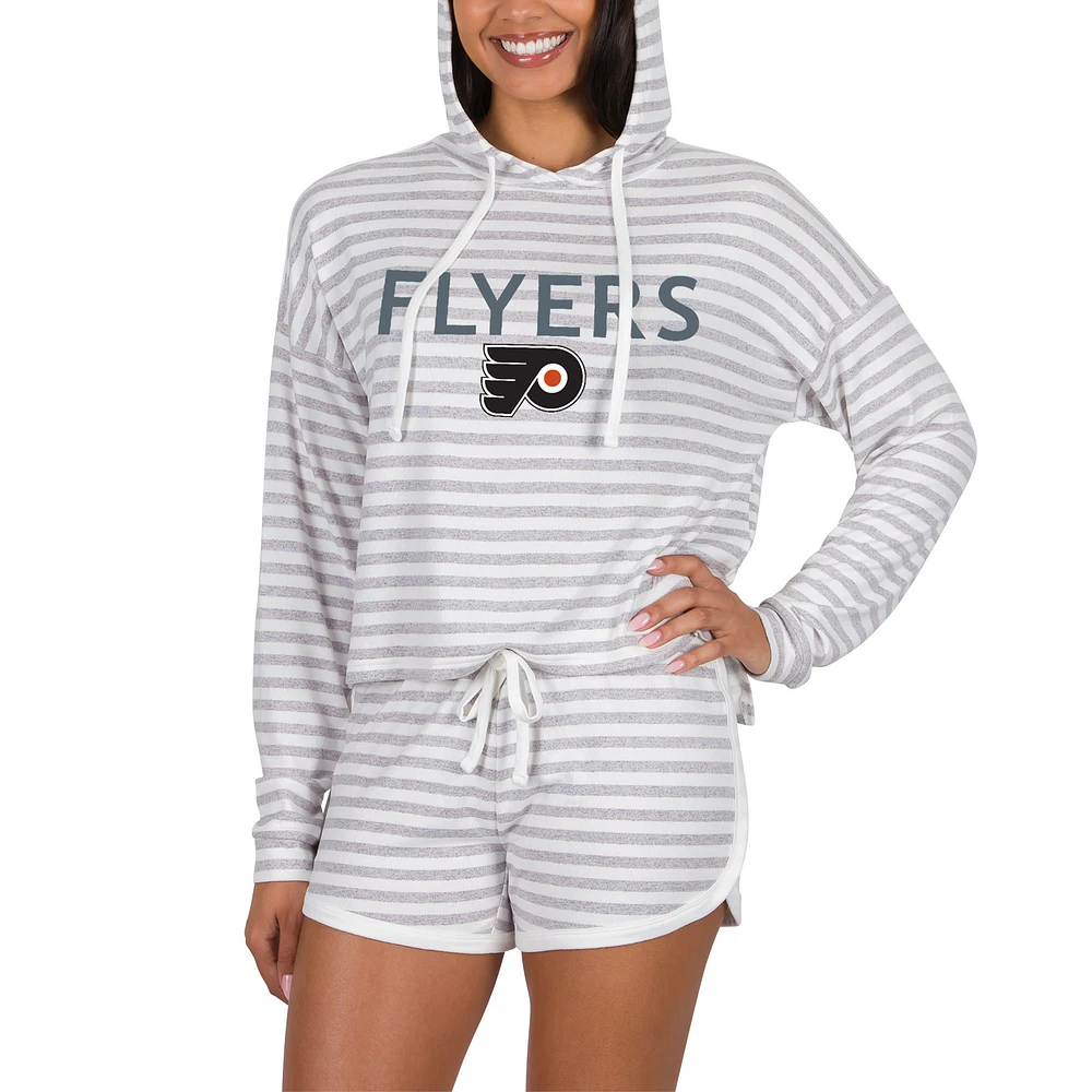 Women's Concepts Sport Cream Philadelphia Flyers Visibility Long Sleeve Hoodie Top & Shorts Set