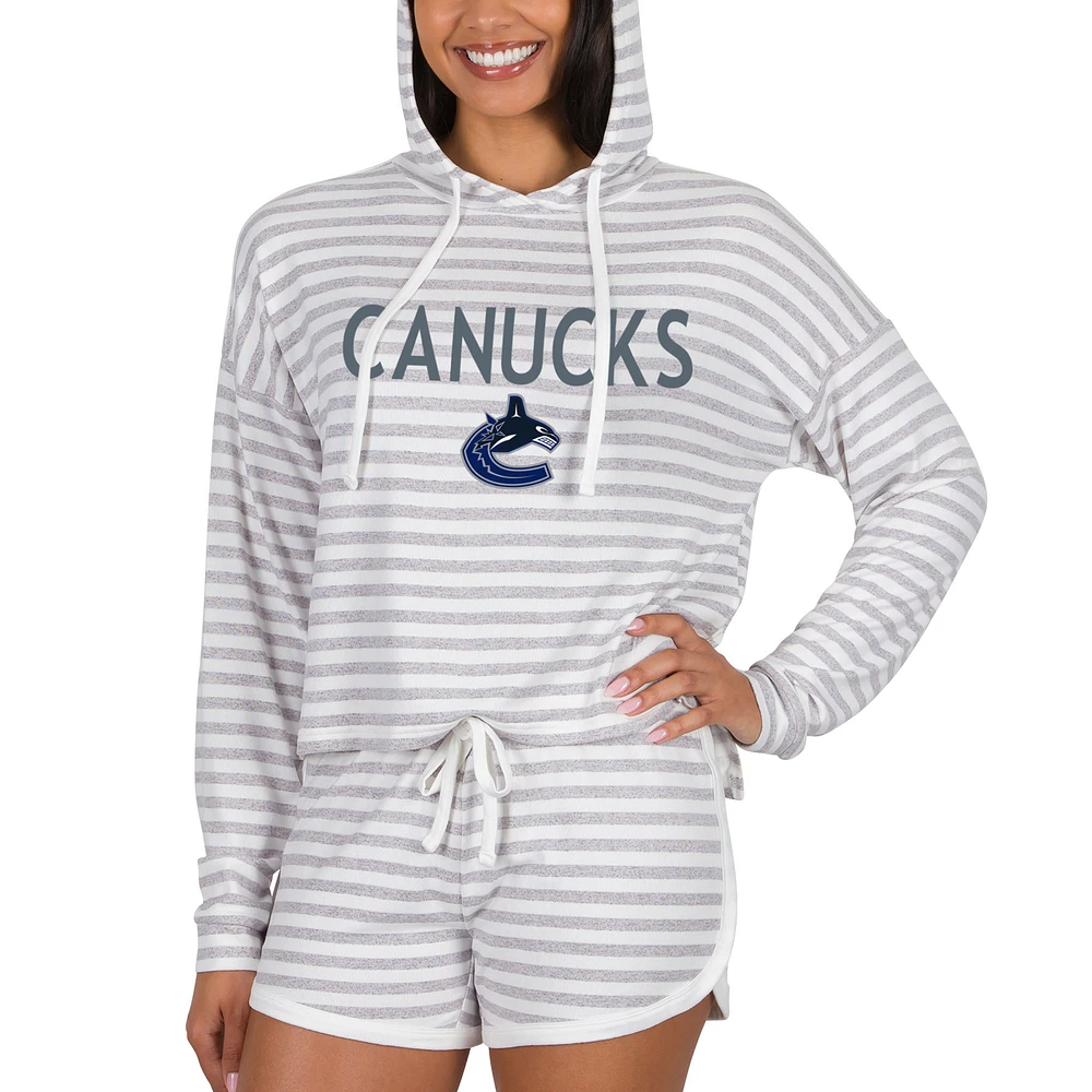 Women's Concepts Sport Cream Vancouver Canucks Visibility Long Sleeve Hoodie Top & Shorts Set