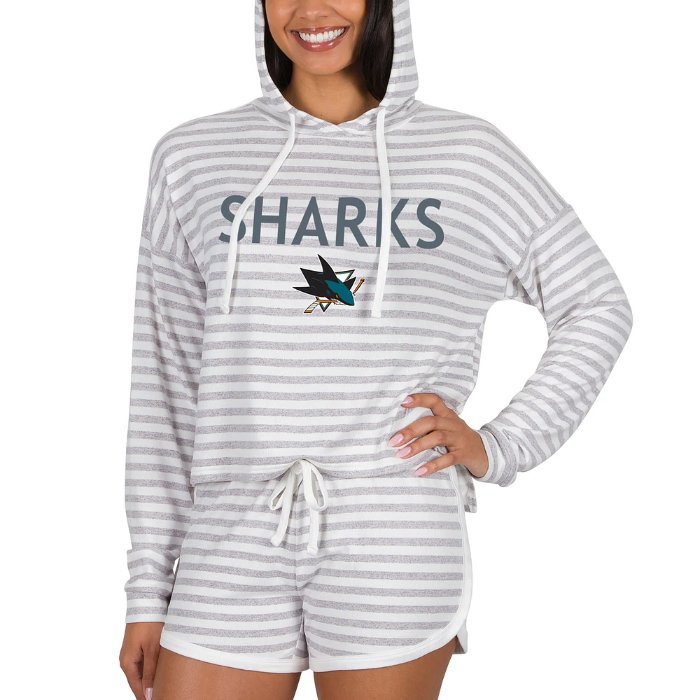 Women's Concepts Sport Cream San Jose Sharks Visibility Long Sleeve Hoodie Top & Shorts Set