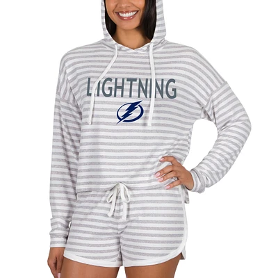 Women's Concepts Sport Cream Tampa Bay Lightning Visibility Long Sleeve Hoodie Top & Shorts Set