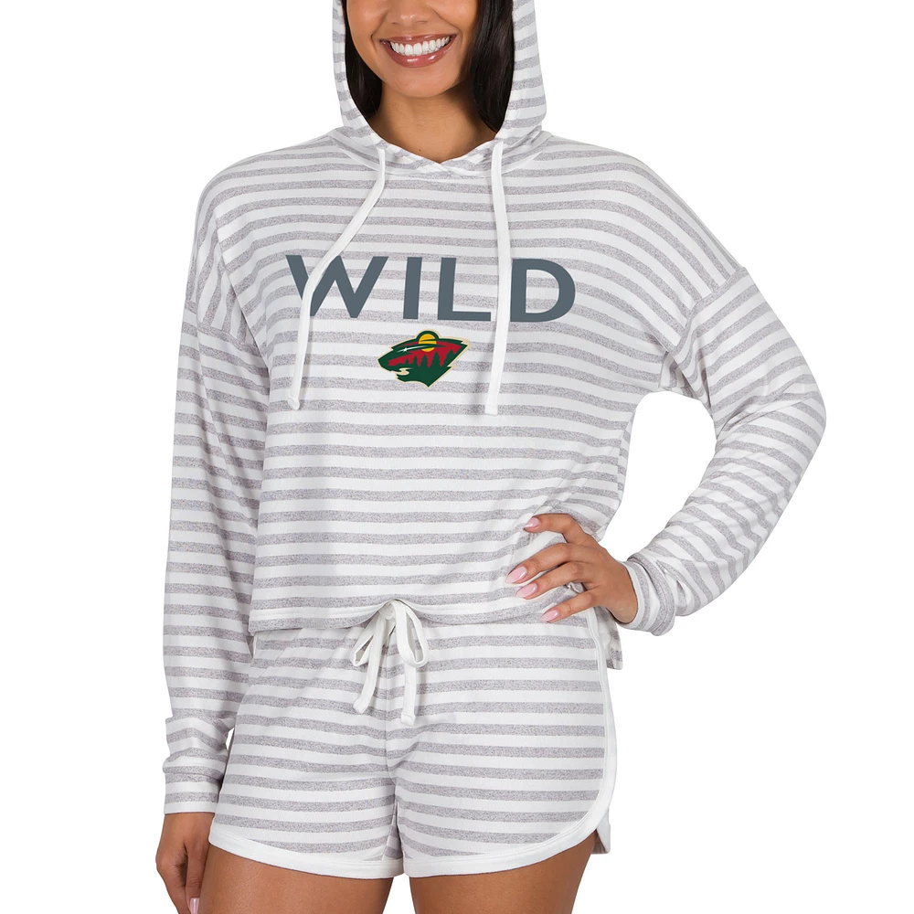 Women's Concepts Sport Cream Minnesota Wild Visibility Long Sleeve Hoodie Top & Shorts Set