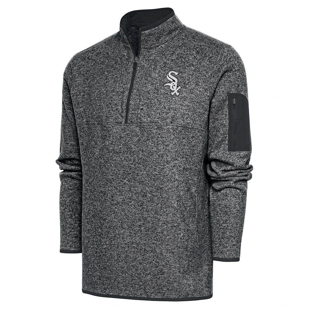 Men's Antigua Graphite Chicago White Sox Metallic Big & Tall Quarter-Zip Jacket