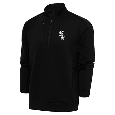 Men's Antigua Black Chicago White Sox Metallic Generation Quarter-Zip Pullover Top