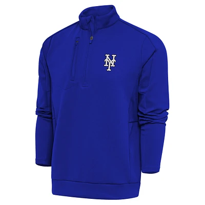 Men's Antigua Royal New York Mets Metallic Generation Quarter-Zip Pullover Top