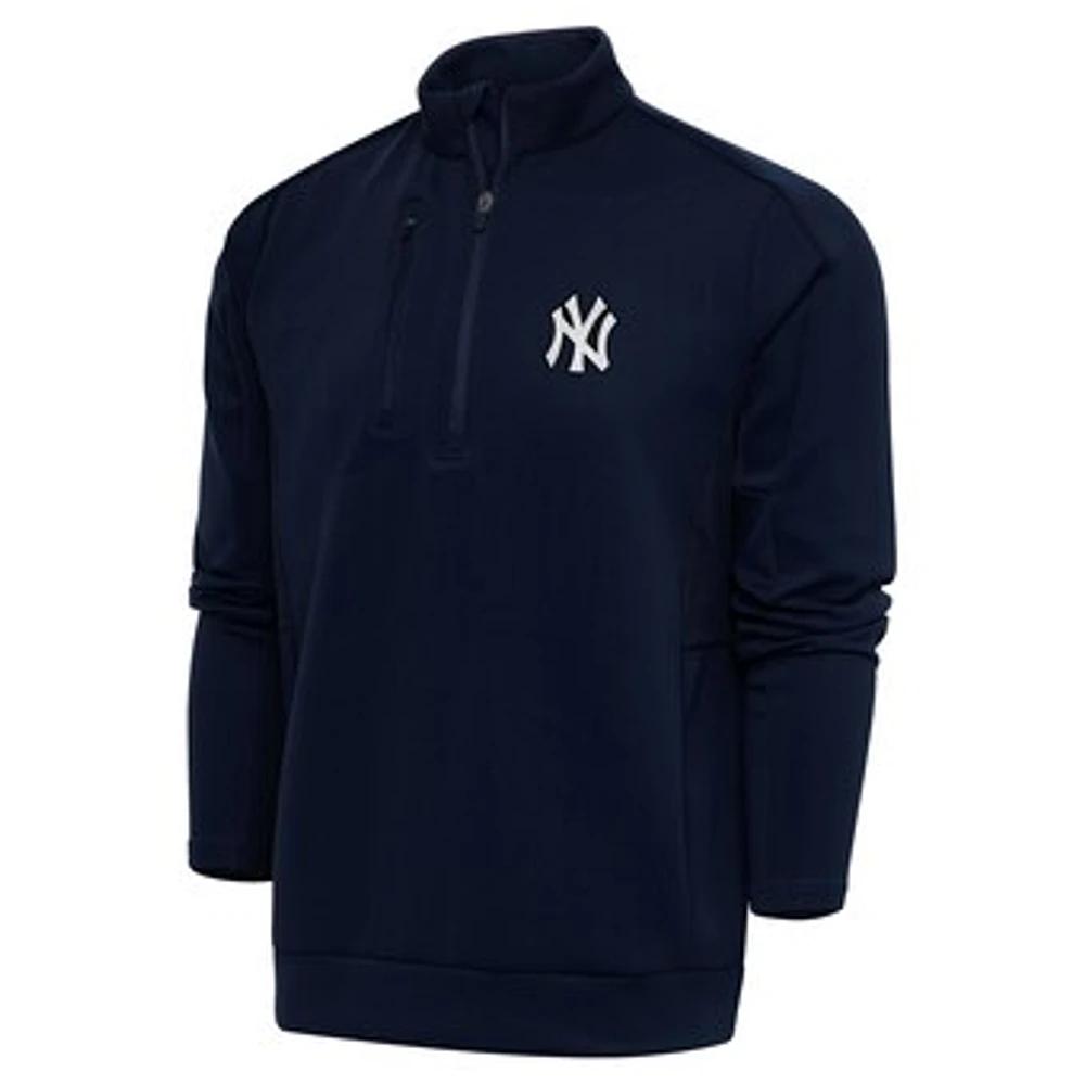 Men's Antigua Navy New York Yankees Metallic Generation Quarter-Zip Pullover Top