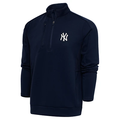 Men's Antigua Navy New York Yankees Metallic Generation Quarter-Zip Pullover Top